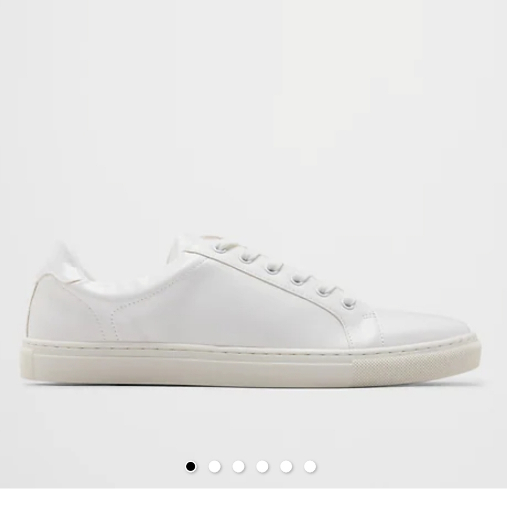 Banana Republic Mens White Vegan Leather Low-Top Sneakers, Size 10.5